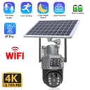 Dou-color 4K Wifi Solar IP Security Camera Dual Lens Dual Screen Outdoor Waterproof Auto Tracking PTZ Wireless CCTV Surveillance Cam 8MP